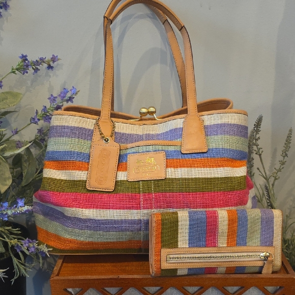 Coach Handbags - Coach HAMPTONS 10TH ANNIVERSARY ARCHIVE EDITION VACHETTA AND CANVAS 2 PC SET